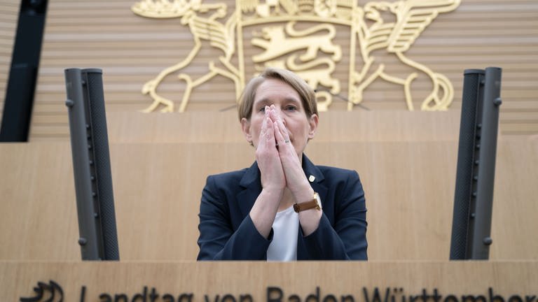 Landespolizeipräsidentin Stefanie Hinz im BW-Landtag (Foto: picture-alliance / Reportdienste, picture alliance/dpa | Marijan Murat)