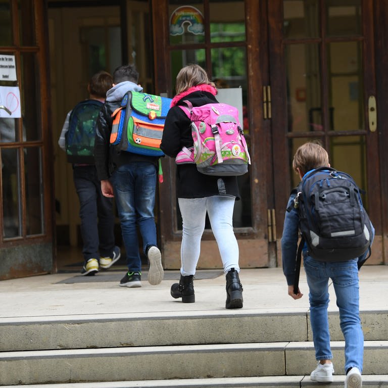 Schüler betreten Schule (Foto: dpa Bildfunk, picture alliance/dpa | Arne Dedert)
