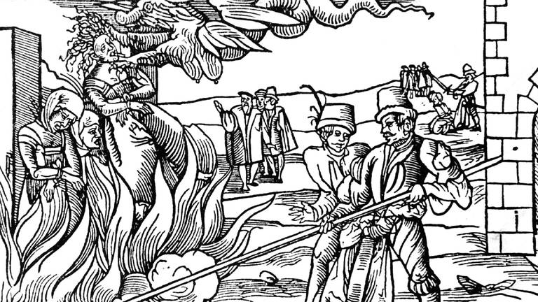 Hexenverbrennung zu Dernburg im Jahre 1555 (zeitgenössischer Stich). (Foto: dpa Bildfunk, picture alliance / dpa | Frm)