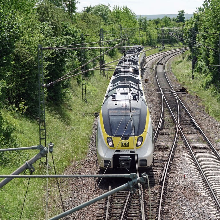 Ein Zug fährt auf der Gäubahnstrecke. (Foto: dpa Bildfunk, picture alliance/dpa | Christian Johner)