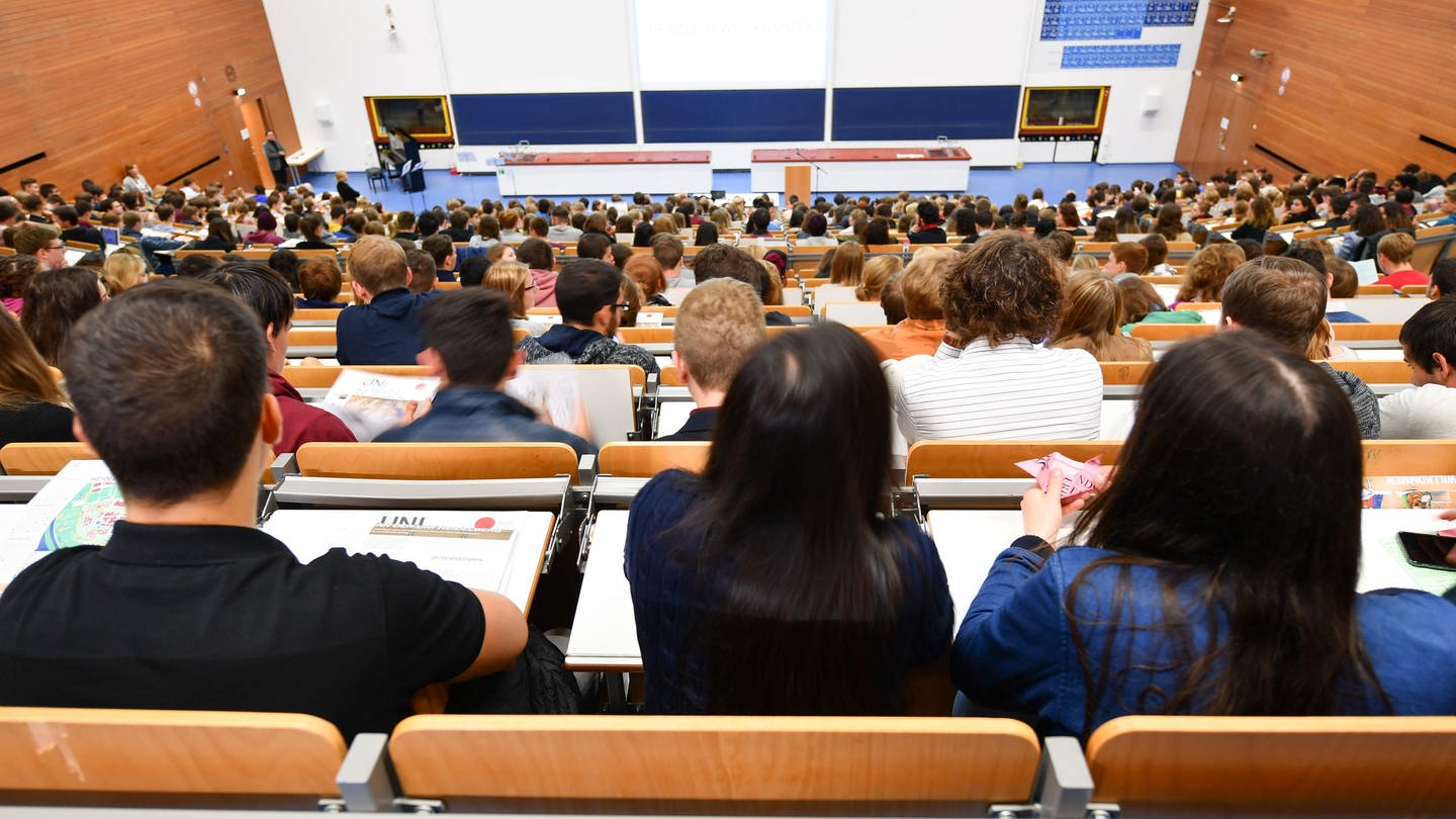 Studenten sitzen an der Universität Heidelberg in einem Hörsaal. (Foto: dpa Bildfunk, picture alliance/dpa | Uwe Anspach)