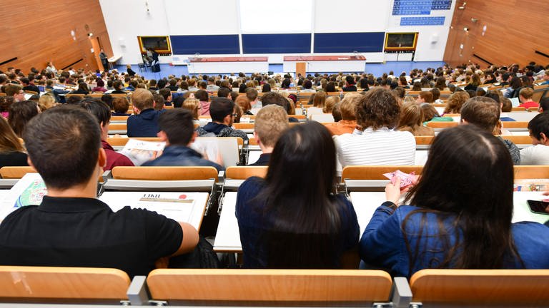 Studenten sitzen an der Universität Heidelberg in einem Hörsaal. (Foto: dpa Bildfunk, picture alliance/dpa | Uwe Anspach)