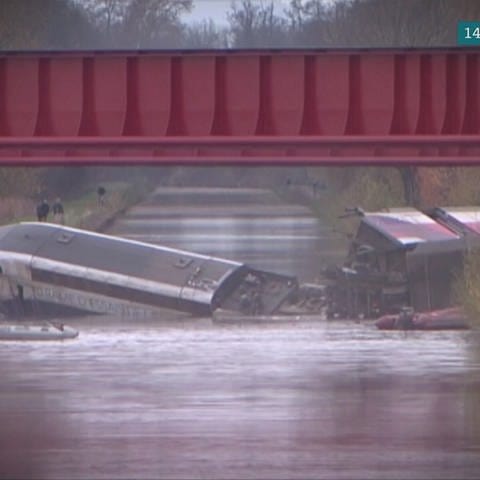 Verunglückte TGV im Fluss (Foto: SWR)