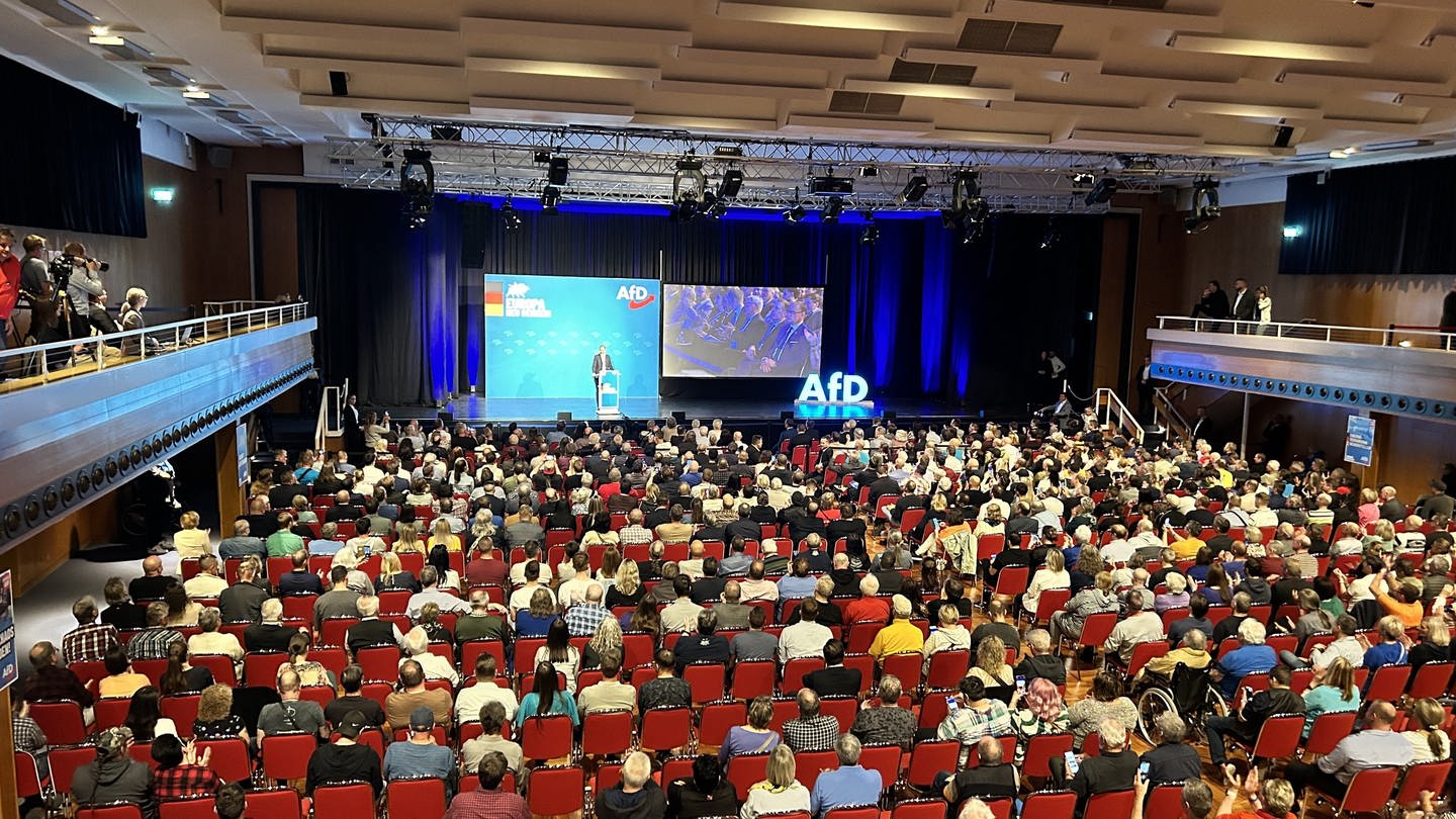Die Parteivorsitzende Alice Weidel spricht beim Wahlkampfauftakt zur Europawahl der AfD in Donaueschingen. (Foto: SWR, Foto: Martin Rottach)