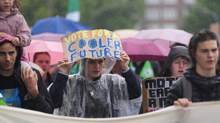 In ganz Deutschland protestieren Menschen während des Klimastreiks von "Fridays for Future" anlässlich der Europawahl - so wie hier in Hamburg.