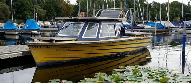 Das Solarboot "Korona". Entwickelt vor über 30 Jahren an der HTWG Konstanz. (Foto: Pressestelle, Deutsches Technikmuseum)