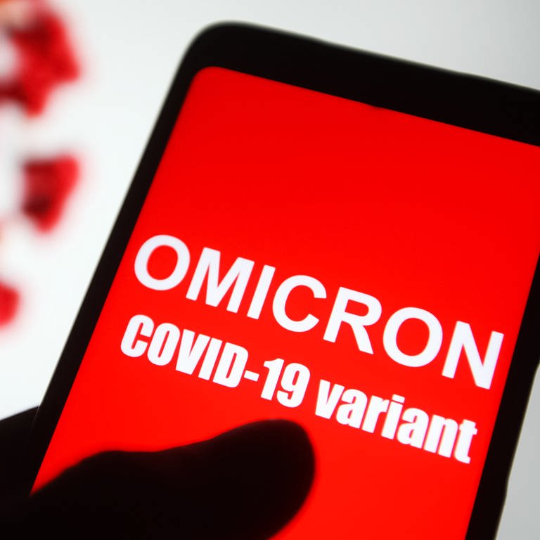 Handy-Bildschirm auf dem das Wort "Omicron Covid-19 Variant" angezeigt wird (Foto: dpa Bildfunk, picture alliance/dpa/SOPA Images via ZUMA Press Wire | Pavlo Gonchar (Symbolbild))