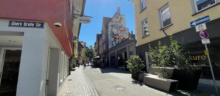 In der Ravensburger Eisenbahnstraße entsteht vorübergehend eine Fußgängerzone. (Foto: Pressestelle, Stadt Ravensburg)