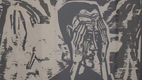 Kunstwerk von Erich Heckel: Ein Mann bedeckt seine Augen mit den Händen (Foto: SWR)