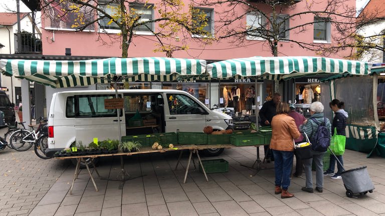 Gemüsehändler Manfred Richter an seinem Marktstand. (Foto: SWR, Moritz Kluthe)