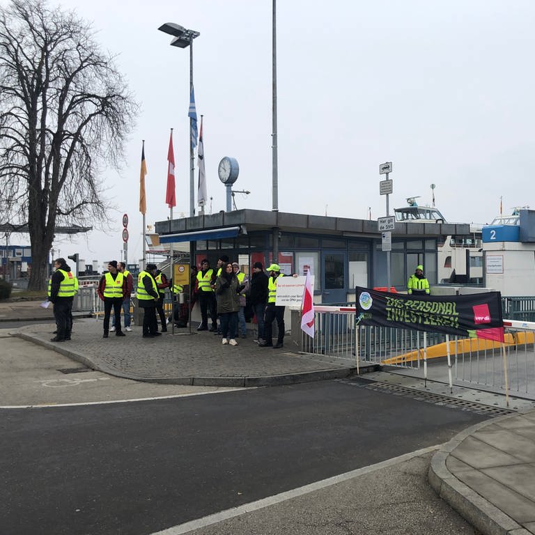 Warnstreik der Fährebeschäftigten in Konstanz. (Foto: SWR, Moritz Kluthe)