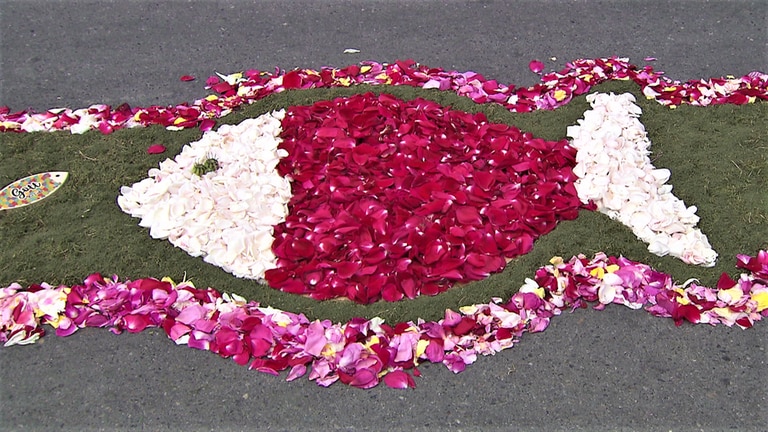 Blumenteppich zu Fronleichnam  (Foto: SWR)