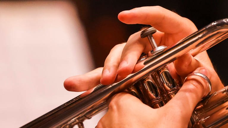 Ein Mann spielt eine Trompete.  (Foto: IMAGO, Dirk Shaddx/Symbolbild)