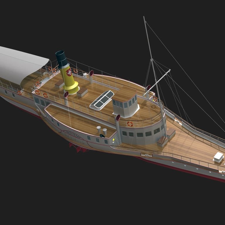 So hat das Dampfschiff "Säntis" einst ausgesehen - eine 3D-Rekonstruktion. (Foto: Schiffsbergeverein Romanshorn)