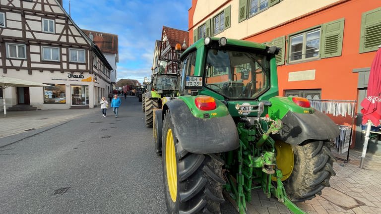 Bauernprotest vor Politischem Aschermittwoch der Grünen in Biberach. (Foto: SWR, Johannes Riedel)