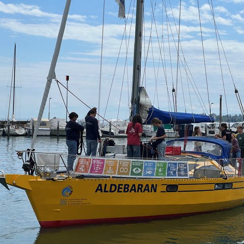 Forschungsschiff Aldebaran ist auf dem Bodensee unterwegs