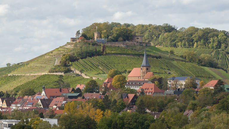 Weinsberg Ansicht Burgruine Weibertreu und Johanneskirche sowie Teile der Stadt im Oktober 2019. Hingucker und Symbolbild. (Foto: SWR, Jürgen Härpfer)