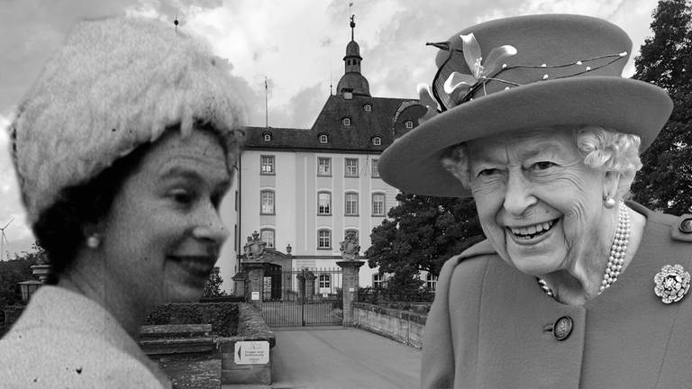 Montage: Queen Elisabeth und Schloss Langenburg (Foto: dpa Bildfunk, SWR, picture alliance/dpa/PA Wire | Victoria Jones (Montage SWR))