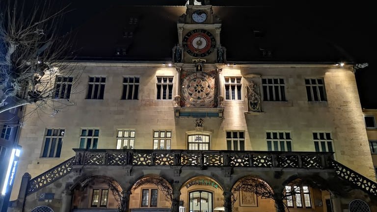 Rathaus und Marktplatz Heilbronn. Nachtaufnahme. (Foto: SWR, Jürgen Härpfer)