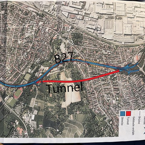 Trassenverlauf der Variante B1 (Foto: Regierungspräsidium Stuttgart)