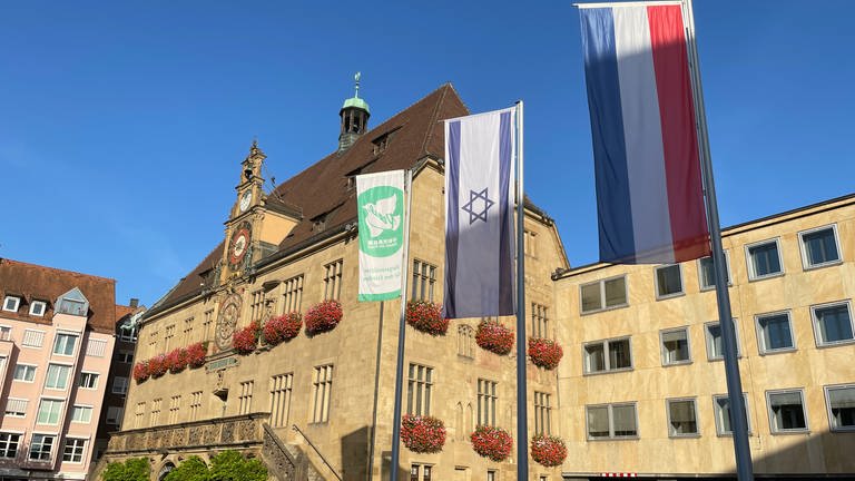 Heilbronn Marktplatz Israel Flagge (Foto: SWR, Christoph Schöneberger)