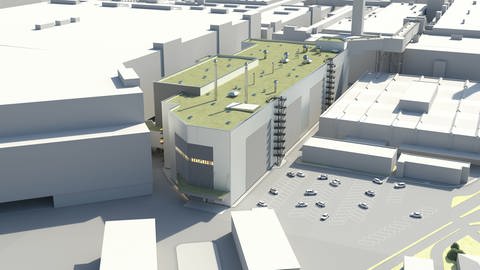 Der Neubau des neuen Gebäudes A22 für die Lackiererei am Audi-Standort Neckarsulm (Foto: Pressestelle, Audi AG)