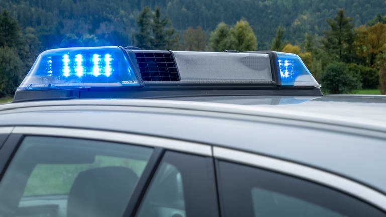 Polizeiauto mit Blaulicht. Im Hintergrund Wald. Symbolbild. (Foto: SWR, Jürgen Härpfer)
