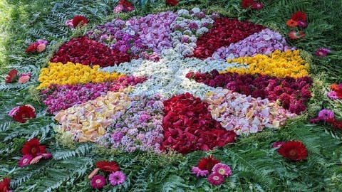 Blumenteppich an Fronleichnam im Stadtgarten Heilbronn 2022 (Foto: Heike Kempf)