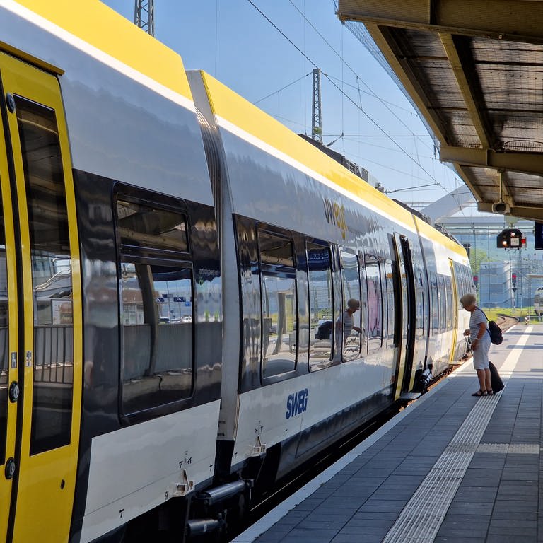 Bahnverkehr. Symbolbild. SWEG bwegt. Zug hält am Bahnhof Heilbronn. (Foto: SWR)