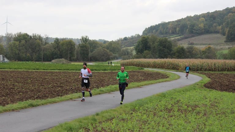 Läufer auf der Strecke durchs Taubertal (Foto: Hubert Beck)