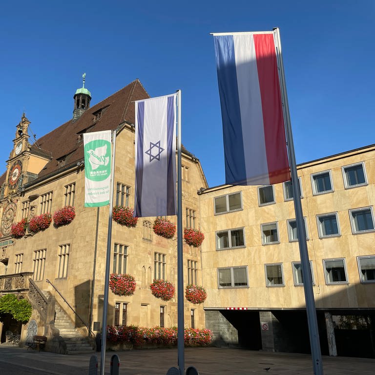 Heilbronn Marktplatz Israel Flagge (Foto: SWR, Christoph Schöneberger)