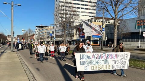 Demonstrationszug am Mittag durch die Heilbronner Innenstadt