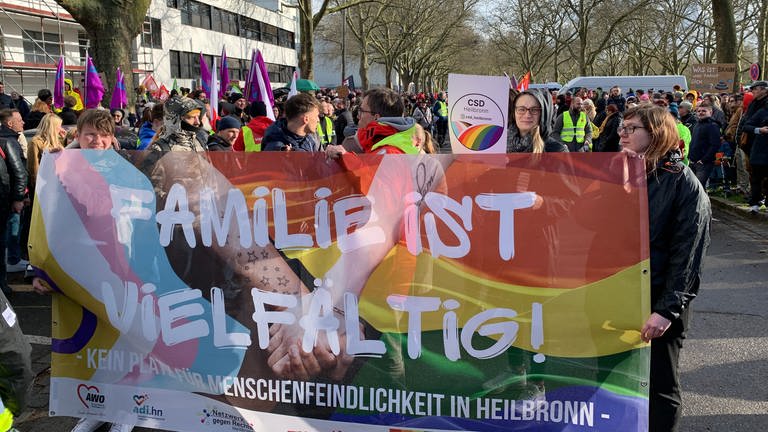 Gegendemo zur AfD-Wahlkampfveranstaltung in Heilbronn (Foto: SWR)