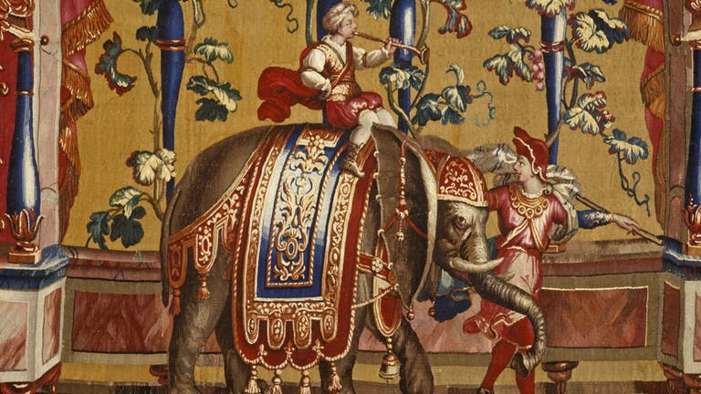 Ein Elefant auf einem Wandteppich im Bruchsaler Schloss zeigt die Liebe zur Exotik im 17. und 18. Jahrhundert (Foto: Pressestelle, Staatsanzeiger Baden-Württemberg)