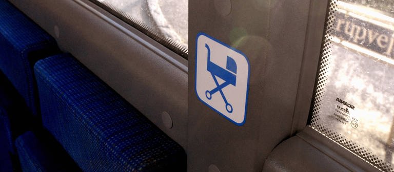 Kinderwagen-Piktogramm im Bus (Foto: IMAGO, IMAGO / Dean Pictures)