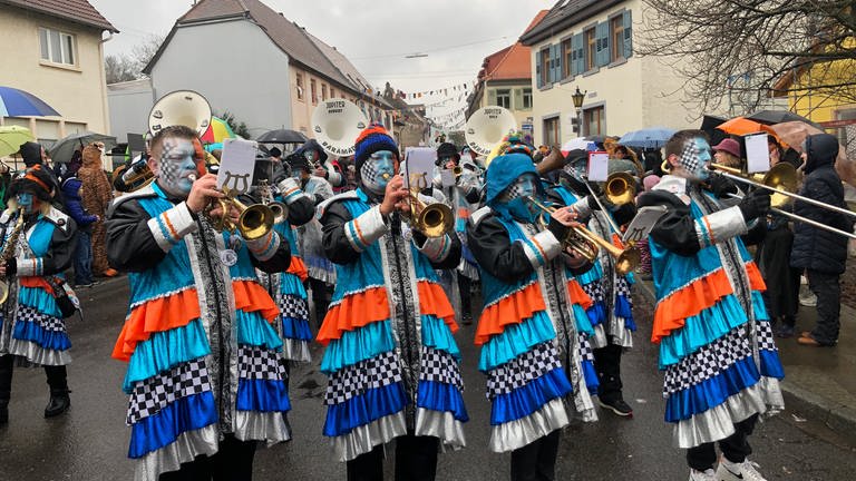 Zahlreiche Narren feiern beim Narrensprung in Karlsruhe-Grötzingen (Foto: SWR, Christina Kist)