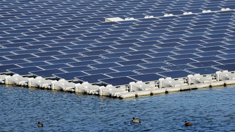 So wie hier in Japan könnte bald in Bad Schönborn eine schwimmende Photovoltaik-Anlage entstehen. (Foto: IMAGO, Andia)