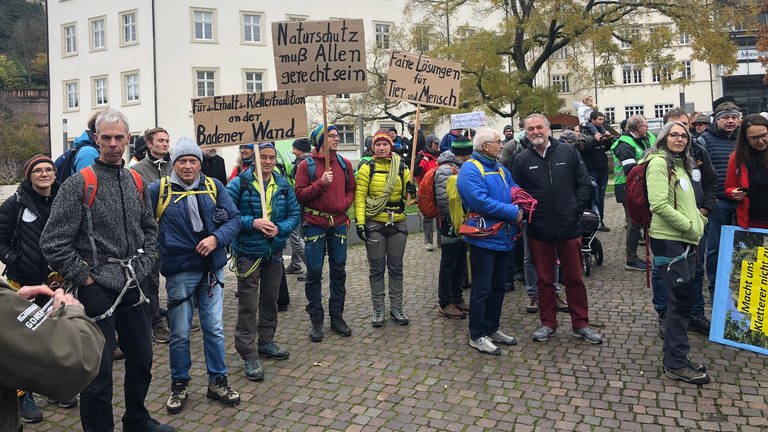 Baden-Baden: Demonstration gegen Felssperrung am Battert (Foto: SWR)