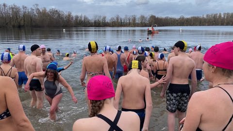 Neujahrsschwimmen 2014 im Grötzinger Baggersee (Foto: SWR, SWR/ Matthias Stauss)