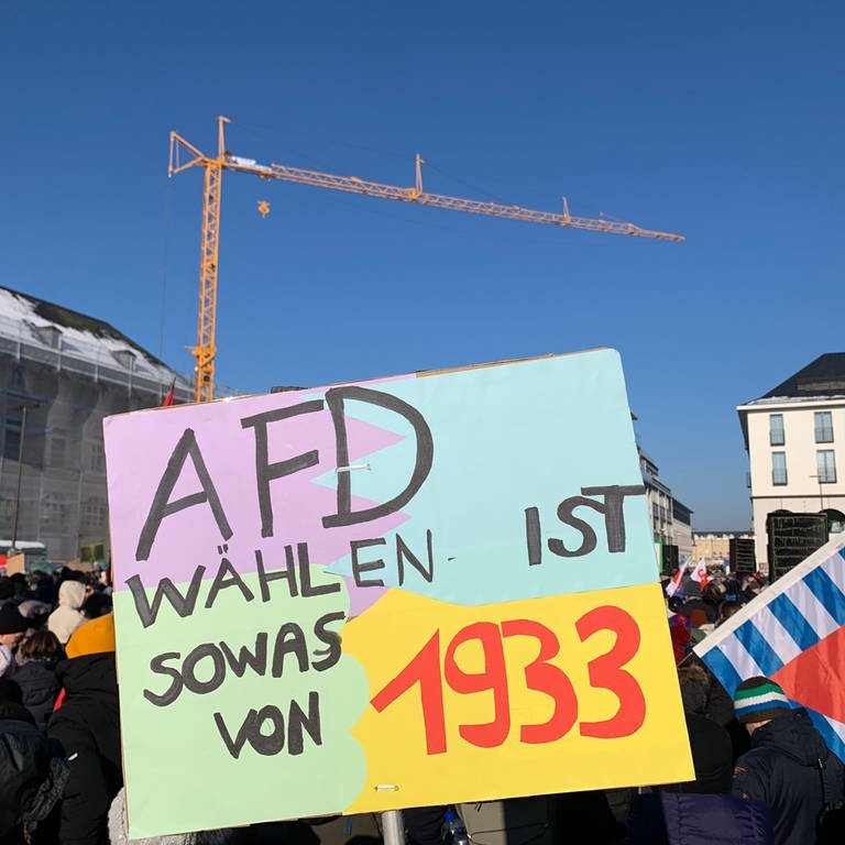 Es kamen viel mehr als erwartet: Über 20.000 demonstrierten am Samstag in Karlsruhe gegen Nazis und die AFD (Foto: SWR)