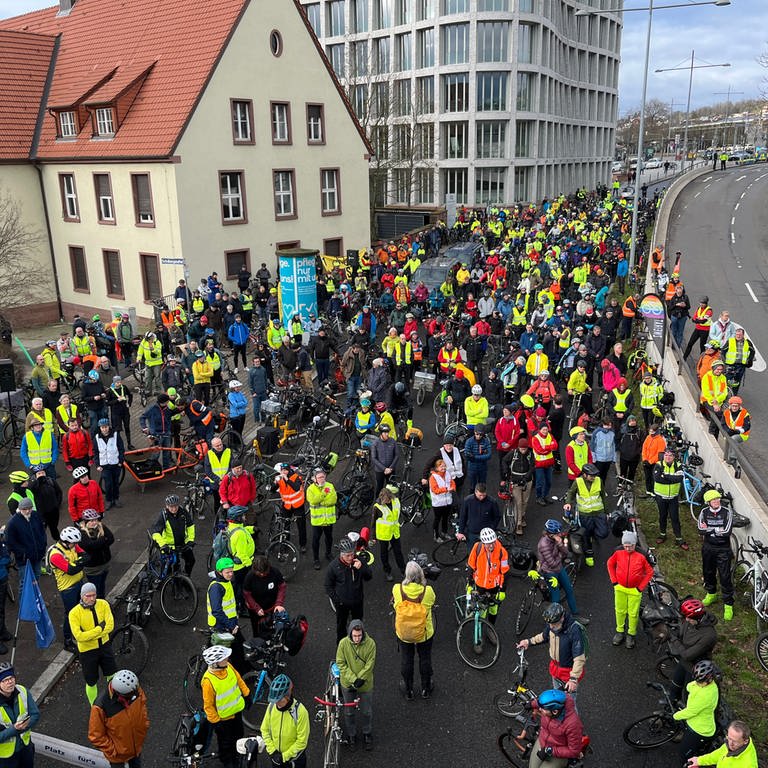Demo in Pforzheim und Enzkreis nach dem Tod von Radaktivist Natenom für mehr Sicherheit im Straßenverkehr, Radverkehr (Foto: SWR)