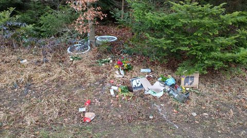 Geschändete Gedenkstätte von Radaktivist Andreas Mandalka (Foto: Pressestelle, ADFC Kreisverband Pforzheim-Enzkreis)