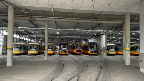 Warnstreik im Nahverkehr in Karlsruhe, Busse und Straßenbahnen stehen im Depot