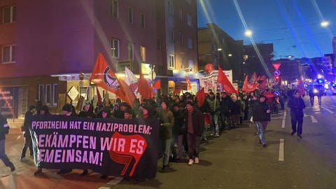 Rund 350 Menschen haben sich in Pforzheim der Demonstration der Linken angeschlossen. (Foto: SWR, Peter Lauber)