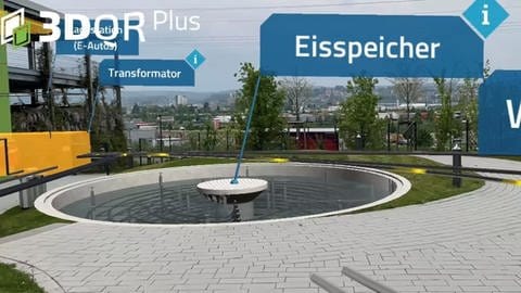 Eisspeicher der Klima-Arena Sinsheim wird durch "augmented reality" auf dem Smartphone für Besucher sichtbar (Foto: SWR)