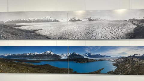 Gletscher früher und heute, schwarz weiss und farbig (Foto: SWR, Fabiano Ventura)