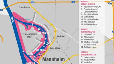 Hafen Mannheim (Kartenausschnitt) (Foto: Staatliche Rhein-Neckar-Hafengesellschaft Mannheim mbH)