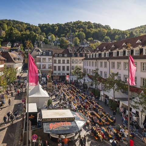 Viele Besucher beim Heidelberger Herbst am Kornmarkt (Foto: Stadtmarketing Heidelberg / Tobias Schwerdt)