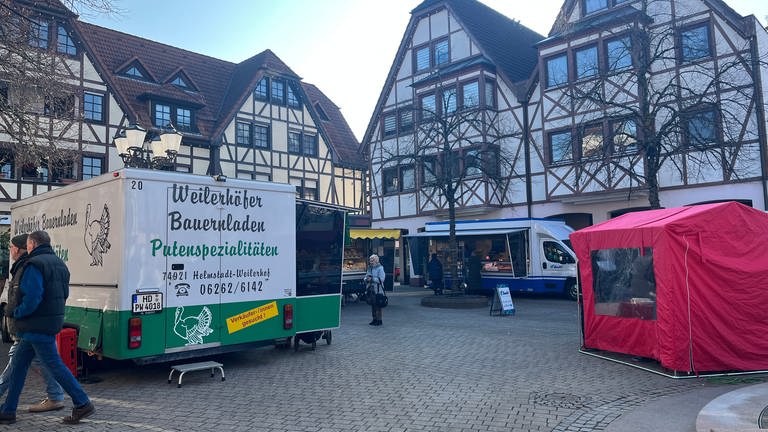 Wochenmarkt in Leimen (Rhein-Neckar-Kreis) nach Corona-Hochphase (Foto: SWR)