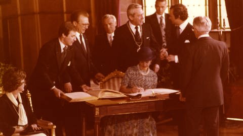 Königin Silvia und König Carl XVI. Gustaf am 22. März 1979 in Heidelberg (Foto: Stadt Heidelberg)